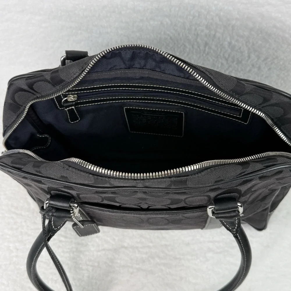 Coach Limited Edition Signature Black Jacquard Leather Satchel 6097 Logo Handbag